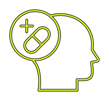 Tıbbi ve sağlık ikonu, vektör illüstrasyon. Ruh Sağlığı Konsepti                                    