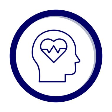 baş silueti kalp simgesi, vektör illüstrasyonu basit tasarım