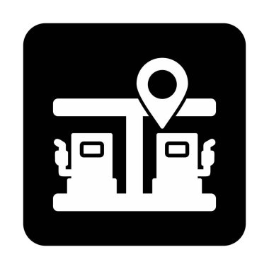 Benzin istasyonu web simgesi, vektör illüstrasyonlu harita işaretleyici