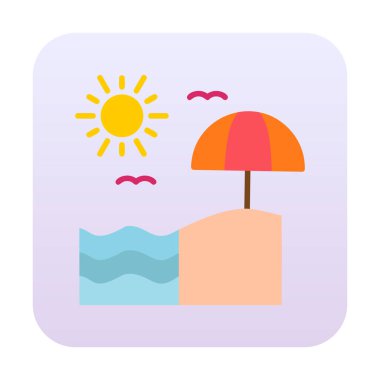 Yaz plaj ikonunun vektör illüstrasyonu 