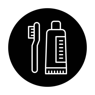 Diş fırçası ve diş macunu ikonları vektör illüstrasyonuName