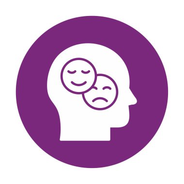 Bipolar bozukluk veya depresyon BP web ikonu, vektör illüstrasyonu. Ruh sağlığı sembolleri gösteriliyor