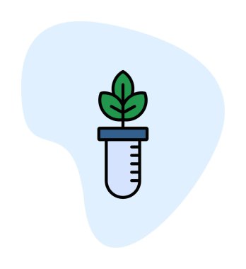 Test tüpü simgesine bitki, vektör illüstrasyonuName 