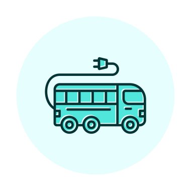 Elektrikli otobüs. Web simgesi basit illüstrasyon