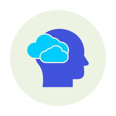 Bulut simgesi olan beyin, vektör illüstrasyonu