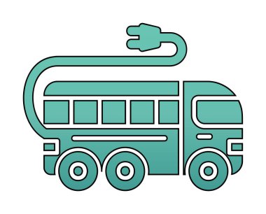 Elektrikli otobüs. Web simgesi basit illüstrasyon