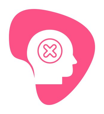 Çapraz işaretli insan kafası, güvensiz kişi, vektör illüstrasyonu