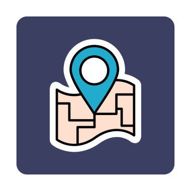 Konum iğnesi, vektör illüstrasyonlu harita simgesi