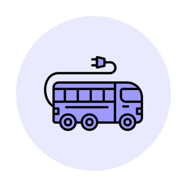 Elektrikli otobüs. Web simgesi basit illüstrasyon