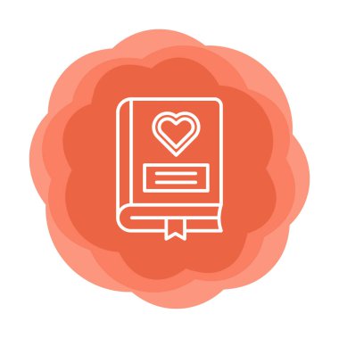 Kalp ikonu ve vektör illüstrasyonlu romantizm kitabı 