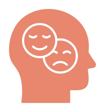 Bipolar bozukluk veya depresyon BP web ikonu, vektör illüstrasyonu. Ruh sağlığı sembolleri gösteriliyor