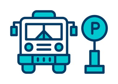 Otobüs park simgesinin vektör illüstrasyonu 