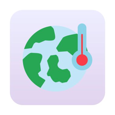 Termometre renk vektörü simgesine sahip dünya, Küresel Isınma kavramı