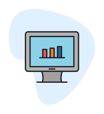 iş grafiği bilgisayar ekranında, vektör illüstrasyonu basit tasarım