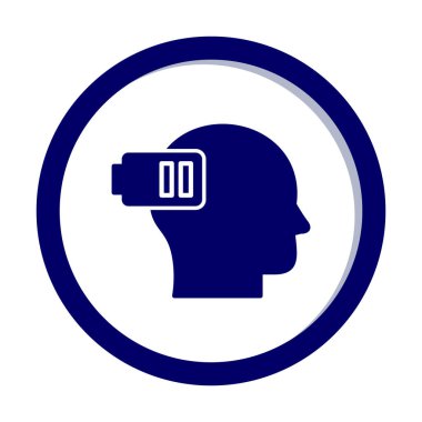 Düşük pil işaretli insan kafası, tükenmiş adam konsepti, vektör çizimi