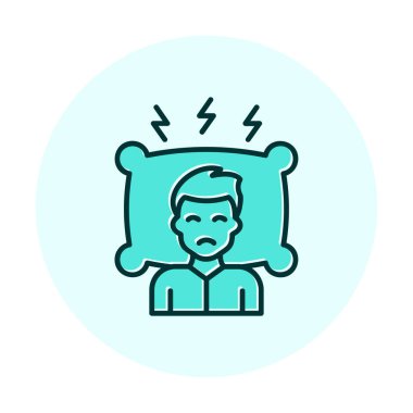 Yastıklı adam, uykusuzluk konsepti vektörü