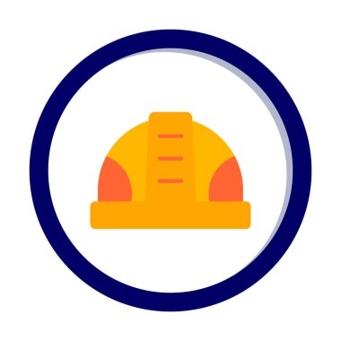 İnşaat Miğferi. İnşaat endüstrisi simgesi ana hatlarıyla doldurulmuş                    