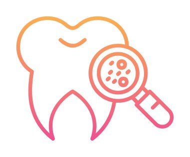 Diş simgesi, vektör illüstrasyonunda Bakteri aranıyor  