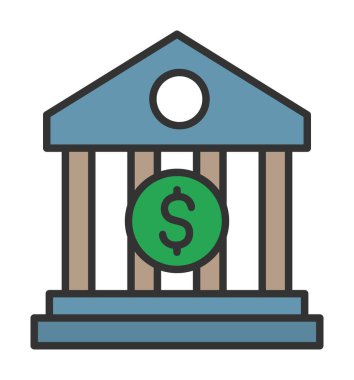 Banka simgesi, vektör illüstrasyonu 