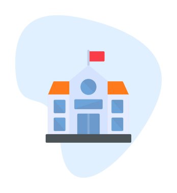 Okul binası simgesi, vektör illüstrasyonu