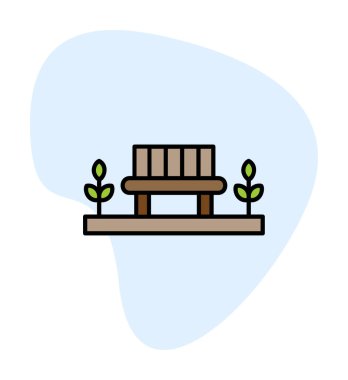 Park bankının ikonu. Düz renk tasarımı. vektör illüstrasyonu