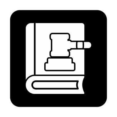 Hukuk kitabı ve tokmak. Web simgesi basit illüstrasyon 