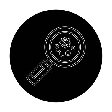 Büyüteç cam simgesi, vektör illüstrasyonlu bakteri denetimi  