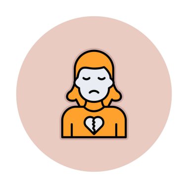 Kırık kalpli ve üzgün yüzlü bir kadın karakter.