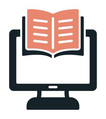 E-kitap ve bilgisayar ekran simgesi, vektör illüstrasyonu 