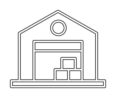 Kutu simgesi ve vektör illüstrasyonlu depo 