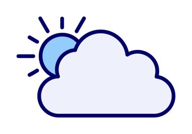 Bulut simgesi olan güneş. hava vektörü illüstrasyonu