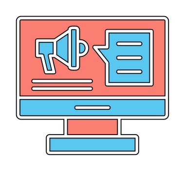 bilgisayar monitörü ve megafon, Dijital Kampanya konsept vektörü