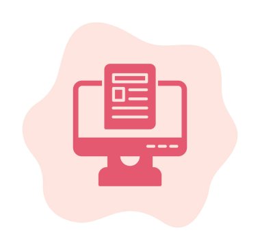 Yazı simgesi, vektör illüstrasyonlu bilgisayar ekranı