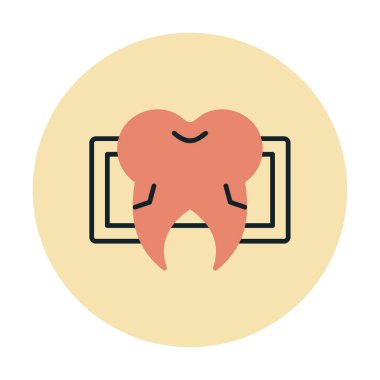 Diş bakımı ikonu, basit tasarım. Vektör çizimi. Diş röntgeni                                