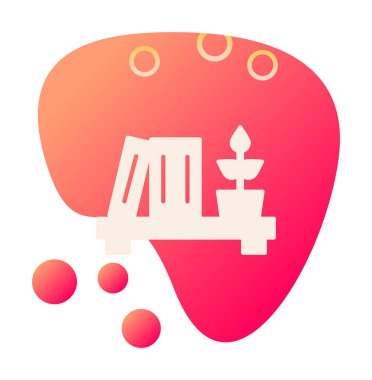 Kitaplık ve bitki web simgesi, vektör illüstrasyonu 