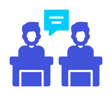 Konuşma yapan erkekler tartışma ikonu, vektör illüstrasyonunda ayakta duruyorlar