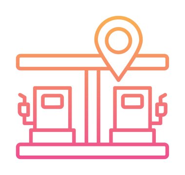 Benzin istasyonu web simgesi, vektör illüstrasyonlu harita işaretleyici