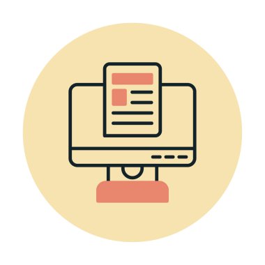 Yazı simgesi, vektör illüstrasyonlu bilgisayar ekranı