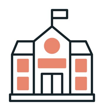 Okul binası simgesi, vektör illüstrasyonu