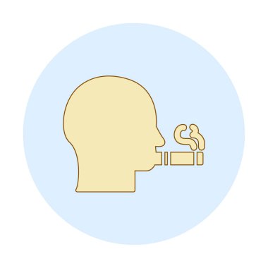 Sigara simgesi olan sigara içen adamın profili, vektör illüstrasyonu 