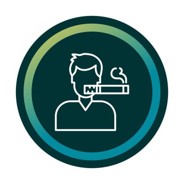 Sigara ikonlu sigara içen adam, vektör illüstrasyonu 