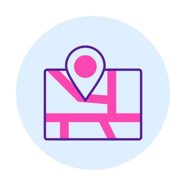 Konum iğnesi, vektör illüstrasyonlu harita simgesi