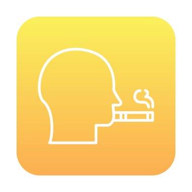 Sigara simgesi olan sigara içen adamın profili, vektör illüstrasyonu 