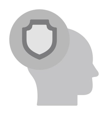 Kafasında kalkan simgesi olan bir kafa. vektör illüstrasyonu