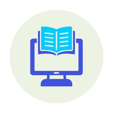 E-kitap ve bilgisayar ekran simgesi, vektör illüstrasyonu 