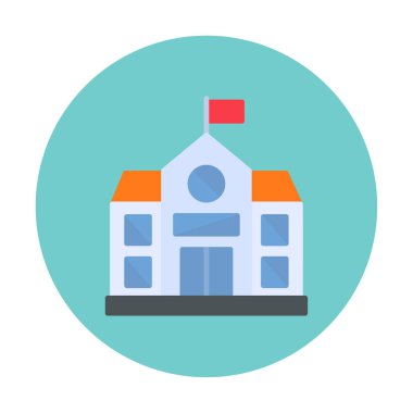 Okul binası simgesi, vektör illüstrasyonu