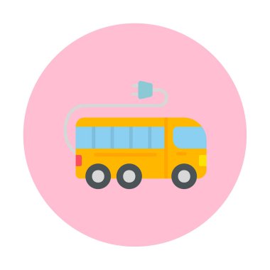 Elektrikli otobüs. Web simgesi basit illüstrasyon