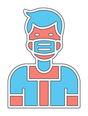 Tıbbi maske vektör tasarımlı genç adam.