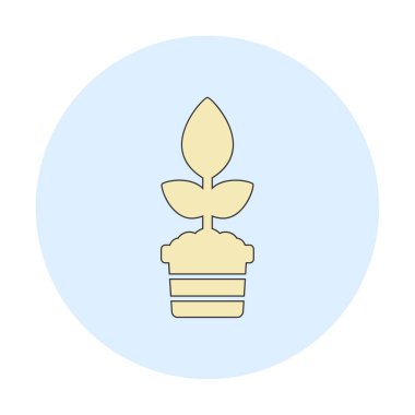 Çömlekteki düz bitkinin vektör çizimi