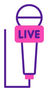 Mikrofonlu canlı yayın. Canlı yayın konsepti ikonu. canlı yayın medyası. vektör.                                       